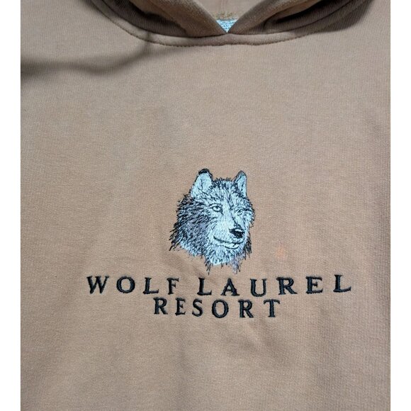 Wolf Laurel Resort Embroidered Brown Hoodie Sweatshirt Size M - Picture 3 of 7